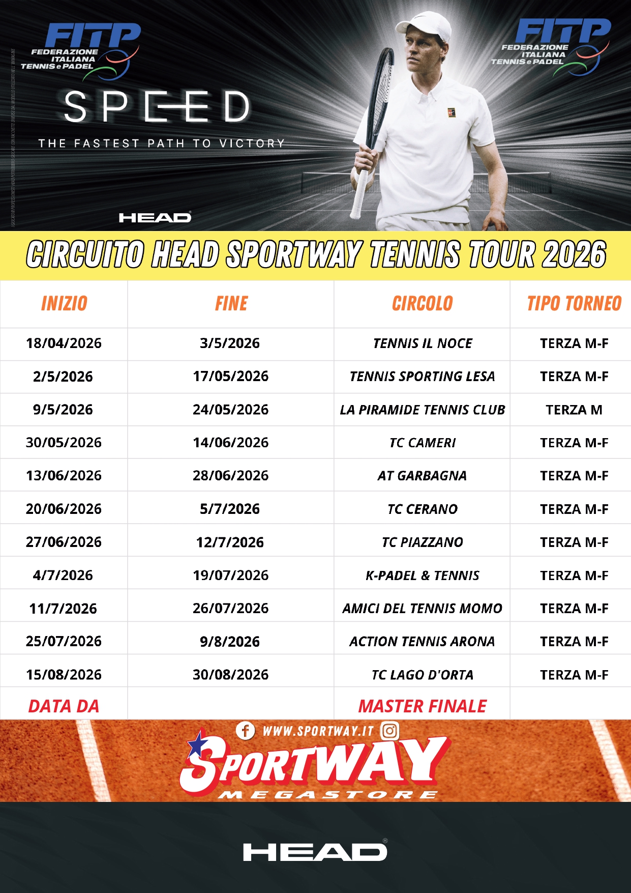 CIRCUITO HEAD TOUR 2026 SCHEDULE
