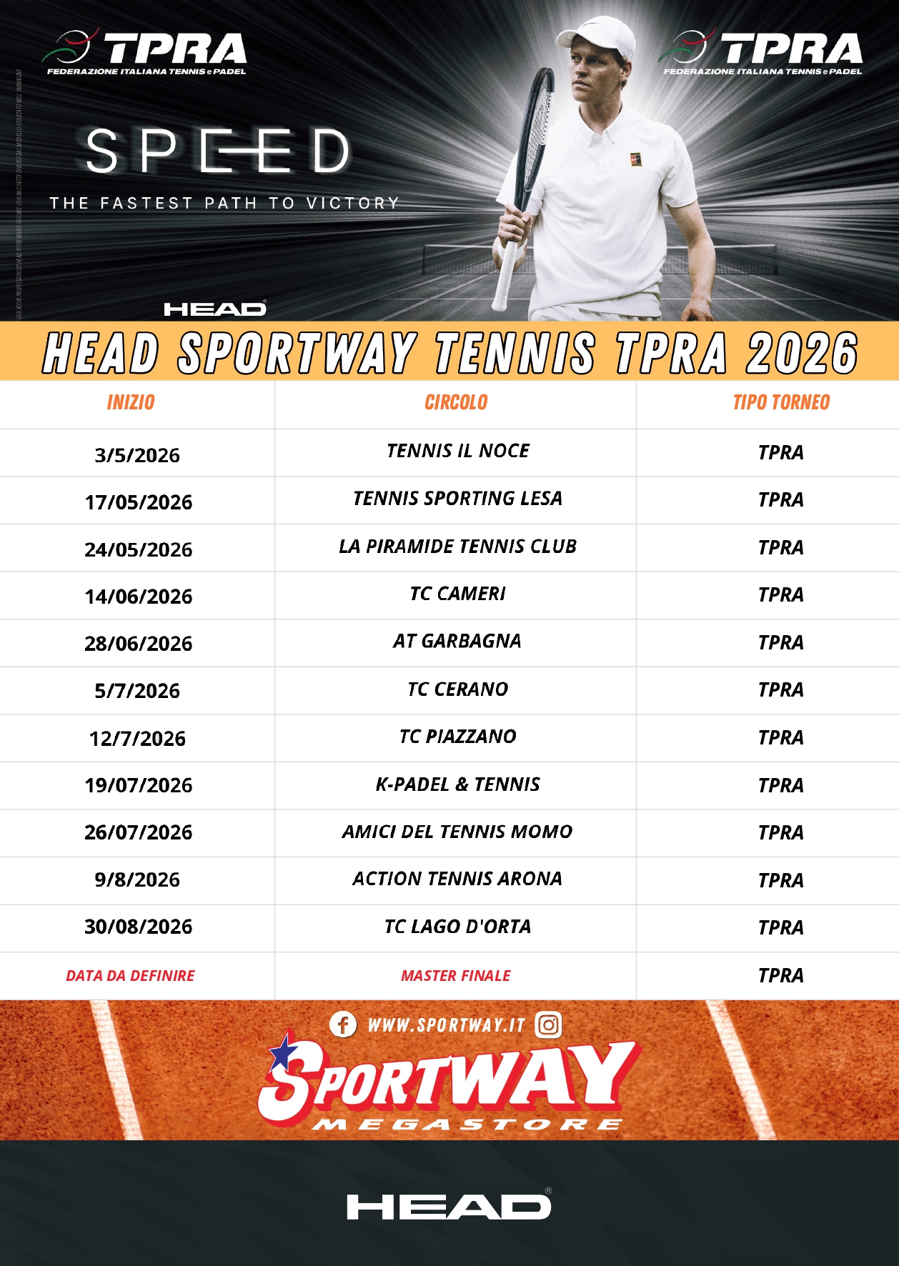 CIRCUITO HEAD TOUR 2026 SCHEDULE